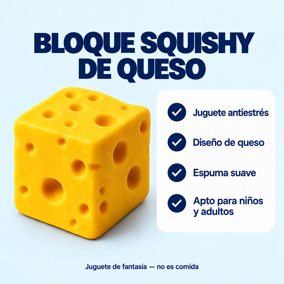 Squishy Relajante Queso Amarillo de Subida Lenta